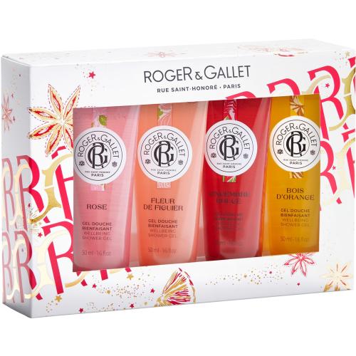 Roger & Gallet Promo Wellbeing Shower Gels Collection Rose 50ml & Fleur de Figuier 50ml & Gingembre Rouge 50ml & Bois d' Orange 50ml 